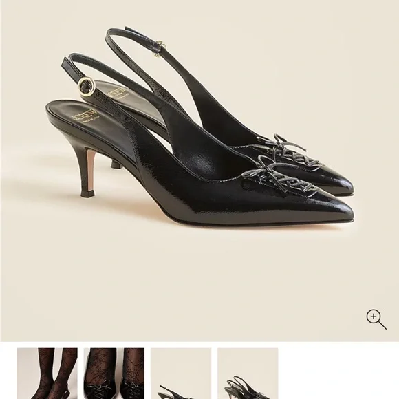 NWT J. Crew Made-in-Italy Colette lace-up slingback pumps in leather - Picture 4 of 11